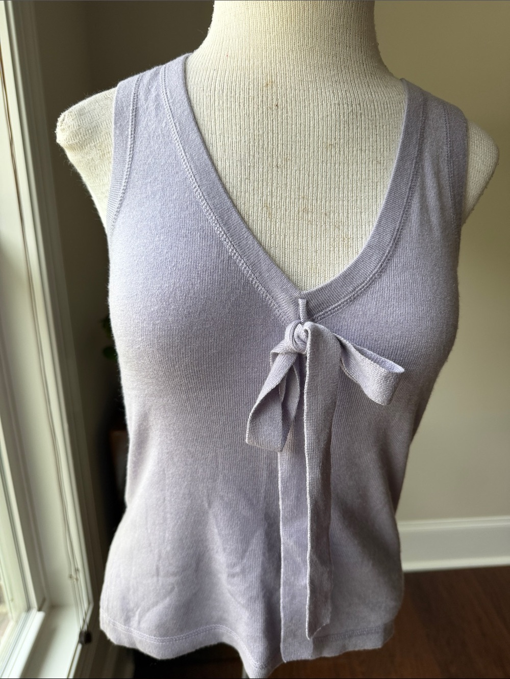 Vera Wang Lavender V-Neck Tie-Front Knit Tank